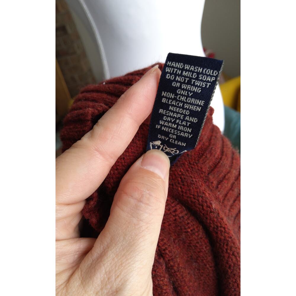 Y2K American Eagle striped preppy sweater sz L maroon gry wool blend  slim - Picture 9 of 9
